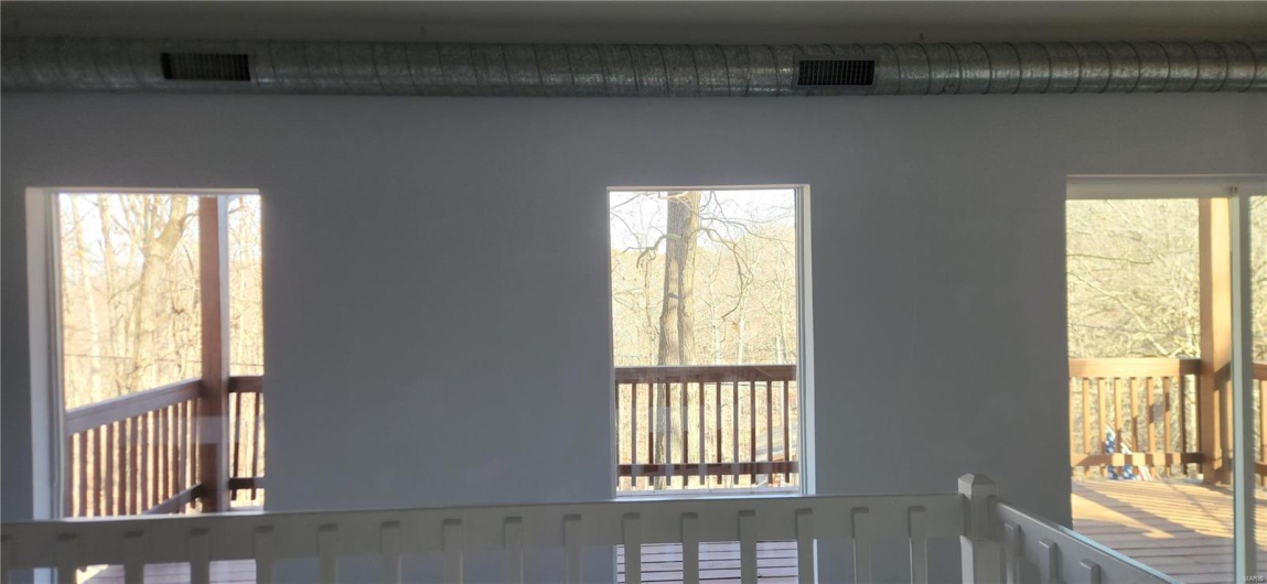Looking out onto upper deck
