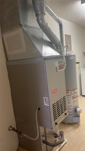Utility room featuring water heater and washer / clothes dryer