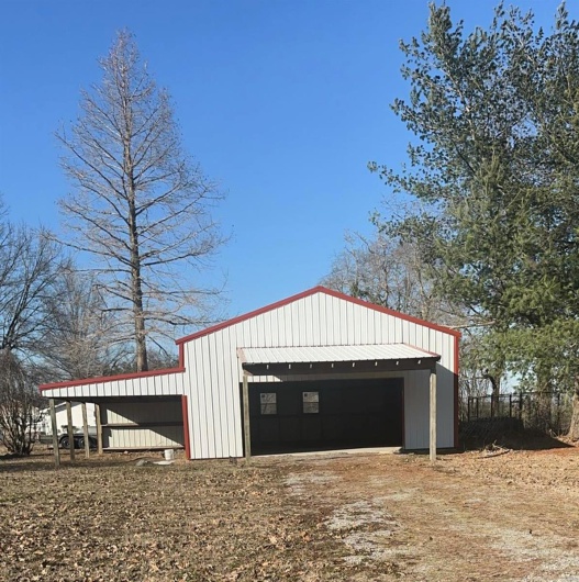 View of detached garage