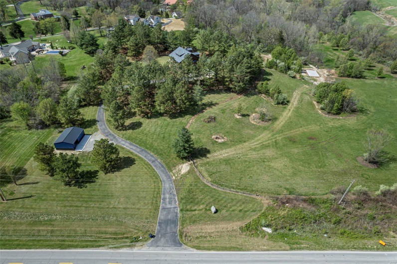 Aerial View of Drive/Shop from Hwy 177