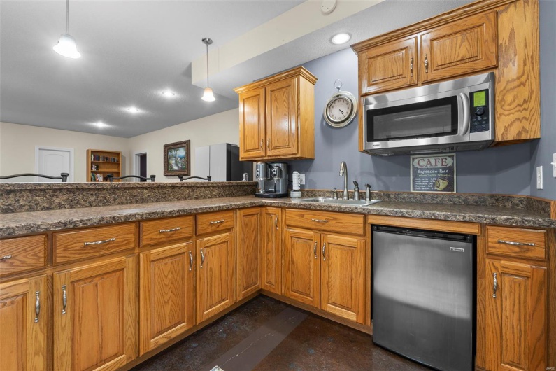 Lower Level Bar & Kitchenette with Built-in Appliances