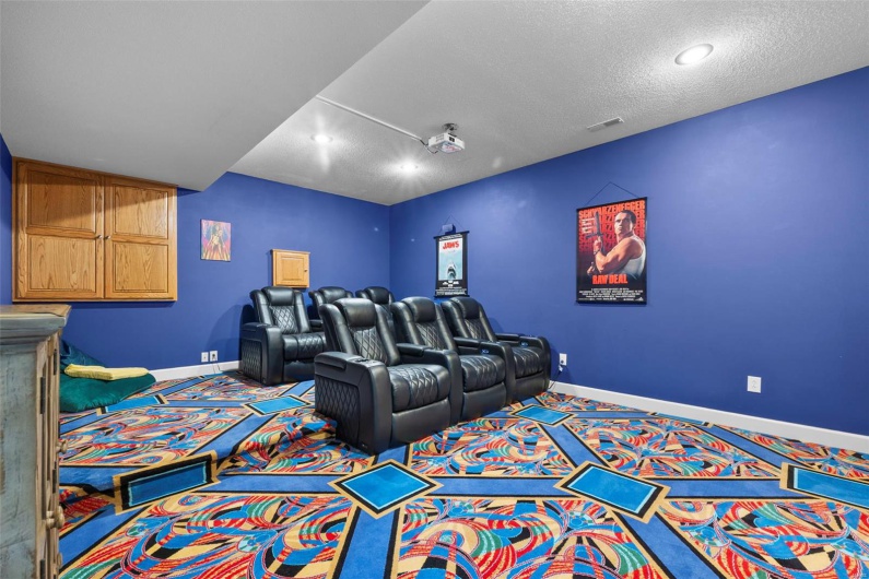 Theater Room w New Electric Recliners Located Off of Family/Rec Room