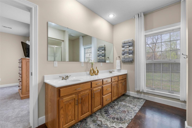 Lower Level Jack & Jill Bath with Double Sink Vanity