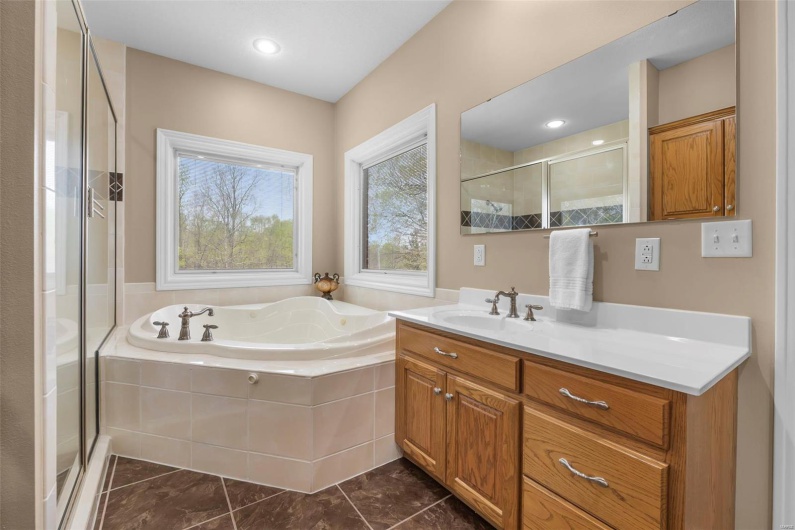 Primary Bathroom with Jetted Tub & Walk-in Shower