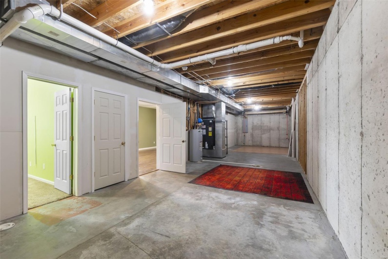 Plenty of storage plus the area is plumbed for a bathroom! 
