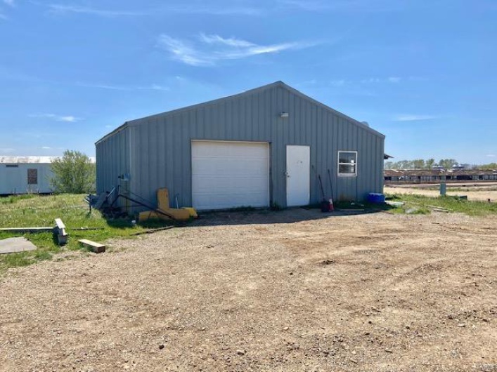 View of detached garage