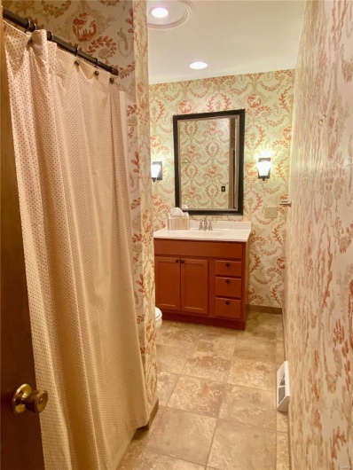 Bathroom with vanity and toilet
