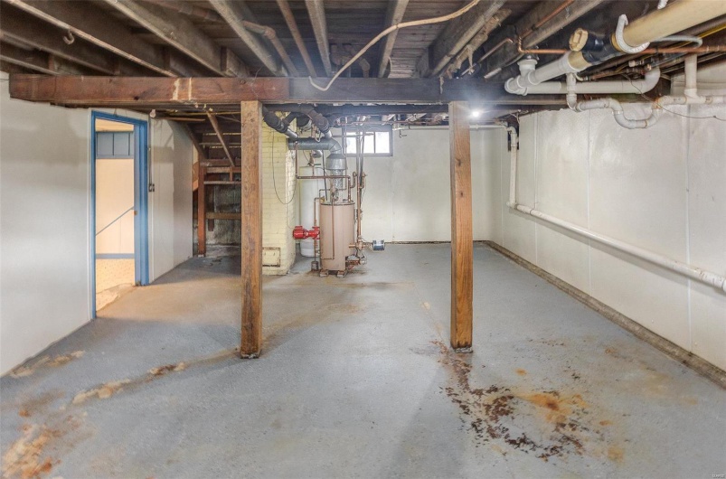 Below grade area with water heater