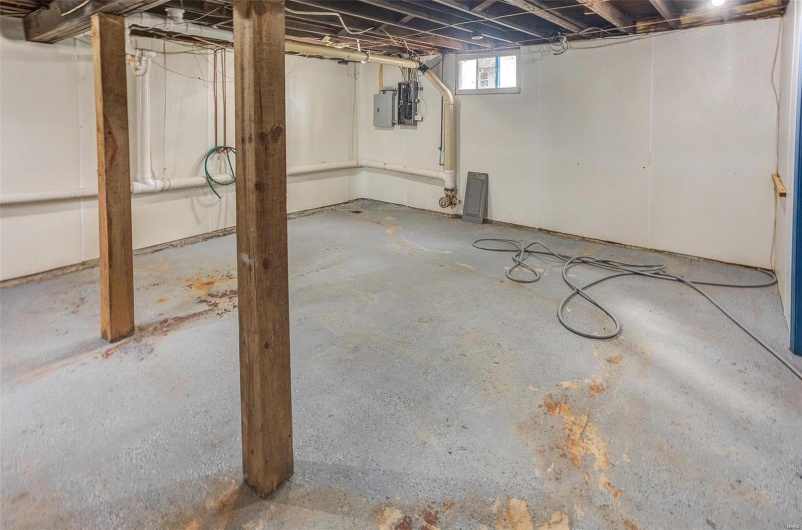 Basement with electric panel