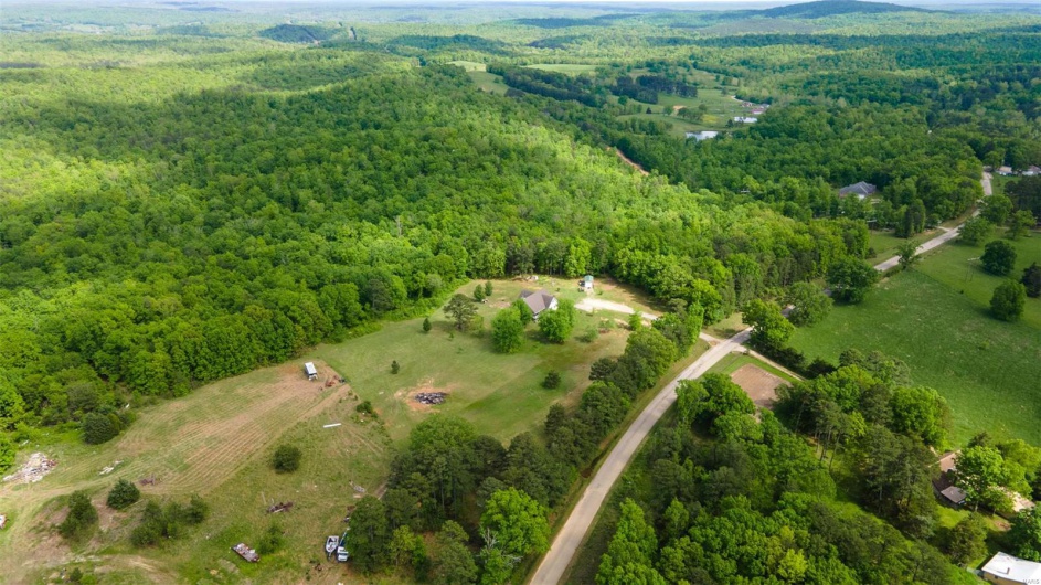 Bird's eye view of a heavily wooded area