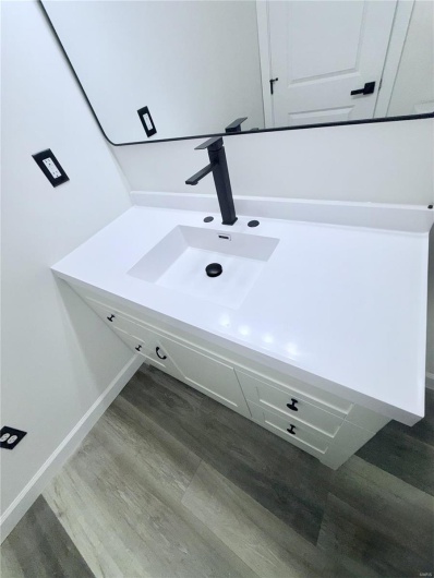 Vanity in bathroom.