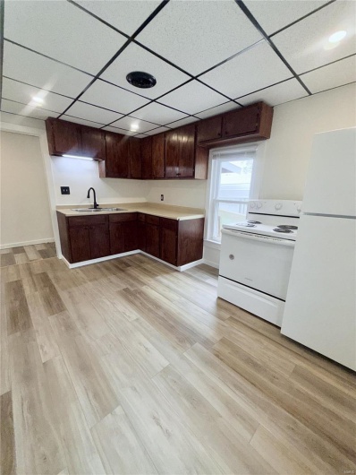 Kitchen from corner of room.