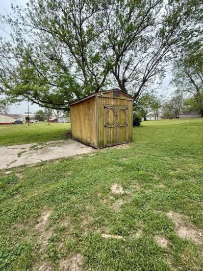 Shed in backyard.