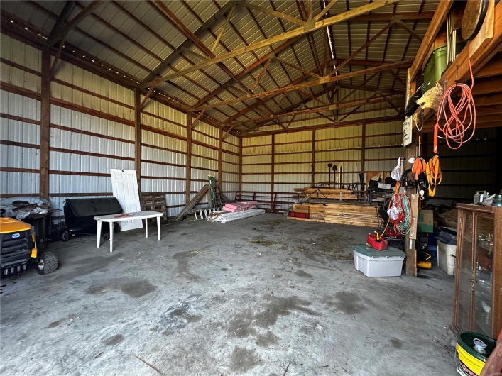 View of metal barn with loft