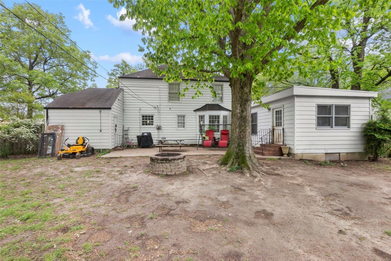 Rear view of house featuring a patio and an outdoor fire pit