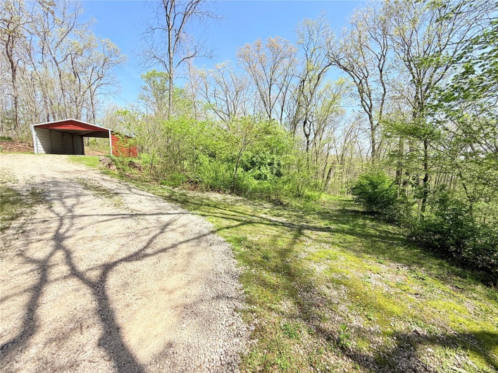 View of road featuring dirt driveway