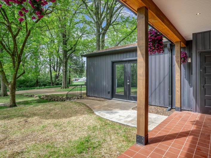 View of yard with french doors