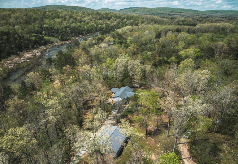 Aerial view with a view of trees