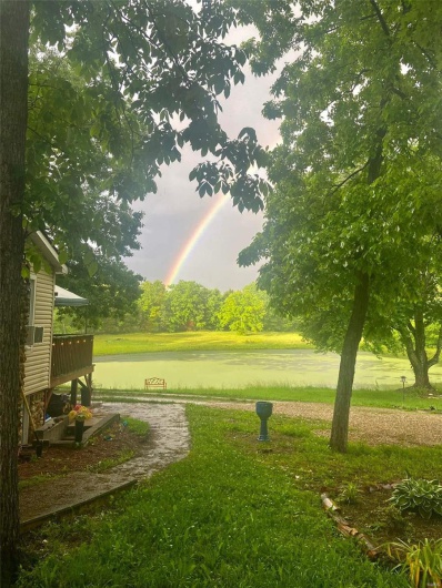 View of home's community featuring a water view and a lawn