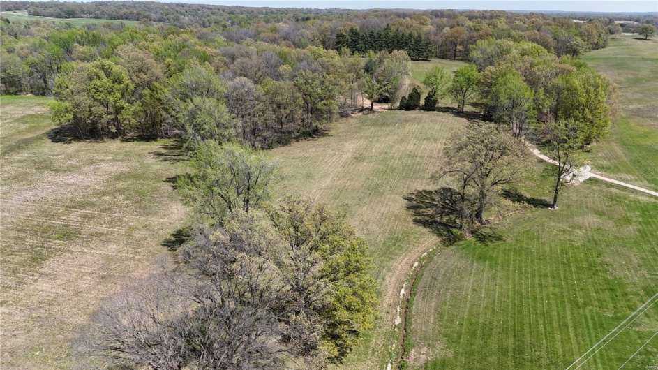 Drone / aerial view with a view of trees and a rural view