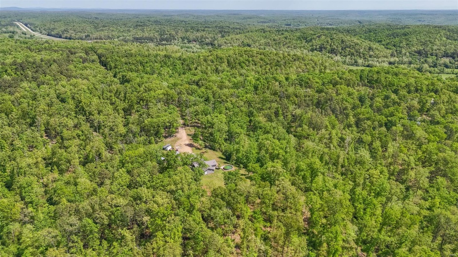 Birds eye view of property with a view of trees