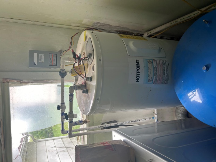 Utilities featuring water heater and washer / clothes dryer