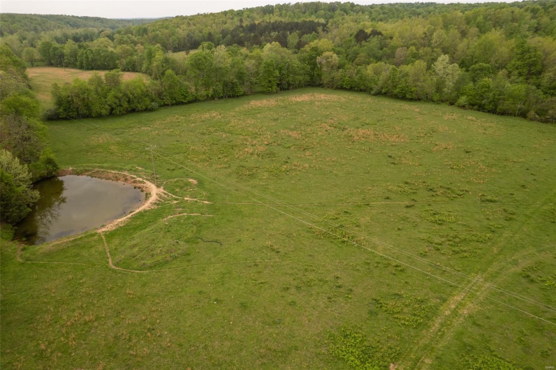 Drone / aerial view with a water view and a wooded view