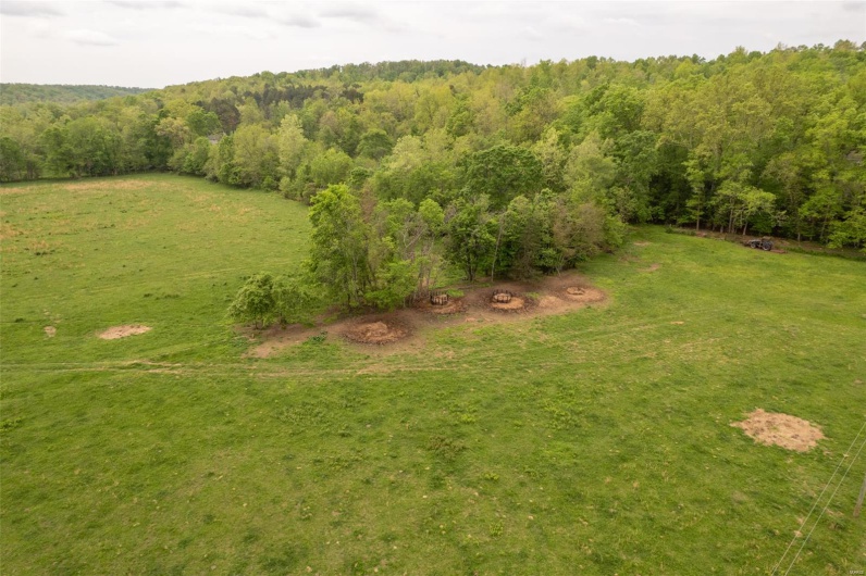 Aerial view featuring a forest view