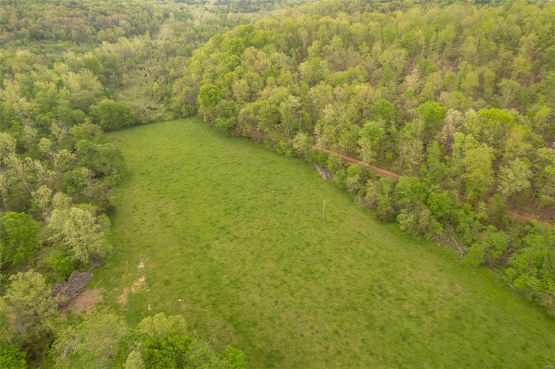Bird's eye view featuring a wooded view