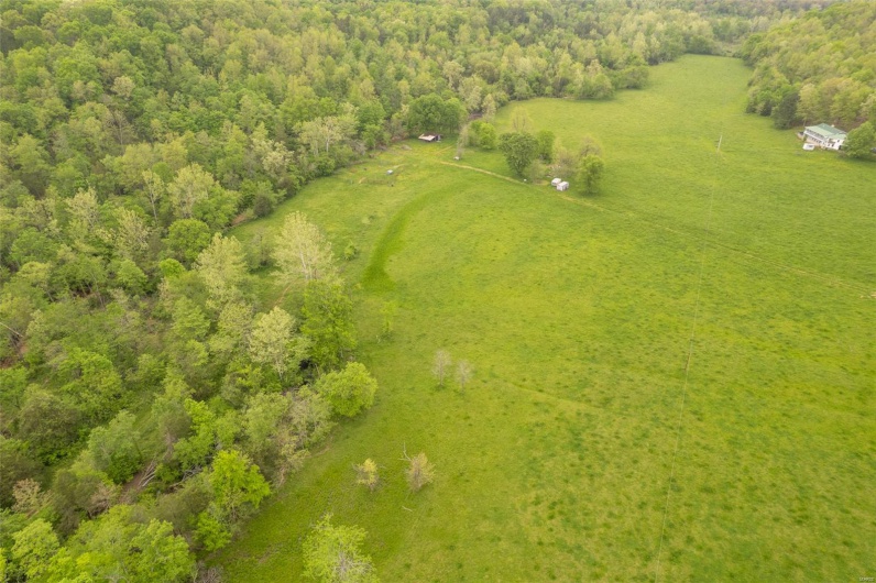 Birds eye view of property with a rural view and a forest view