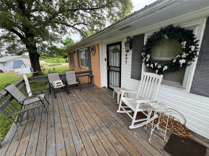 Wooden terrace with covered porch