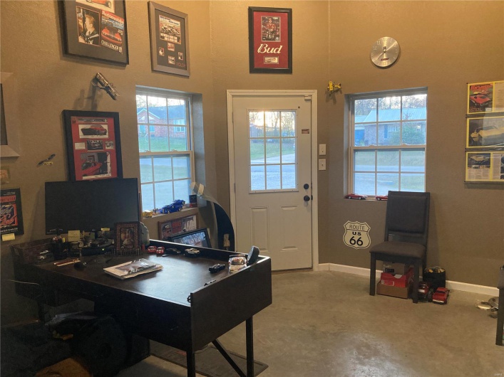 Office space with concrete floors