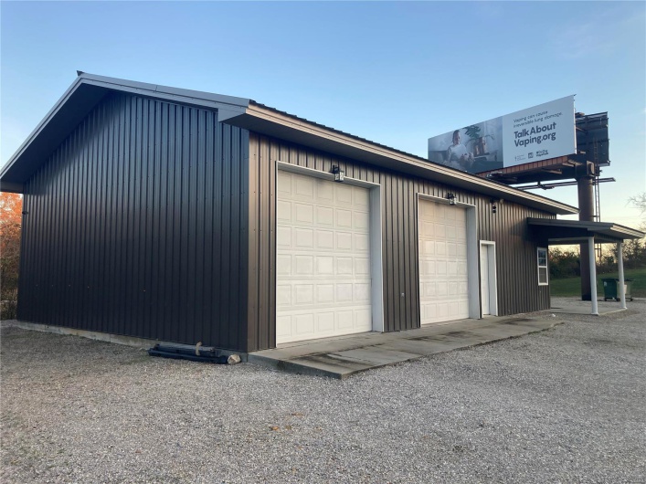 View of garage with billboards