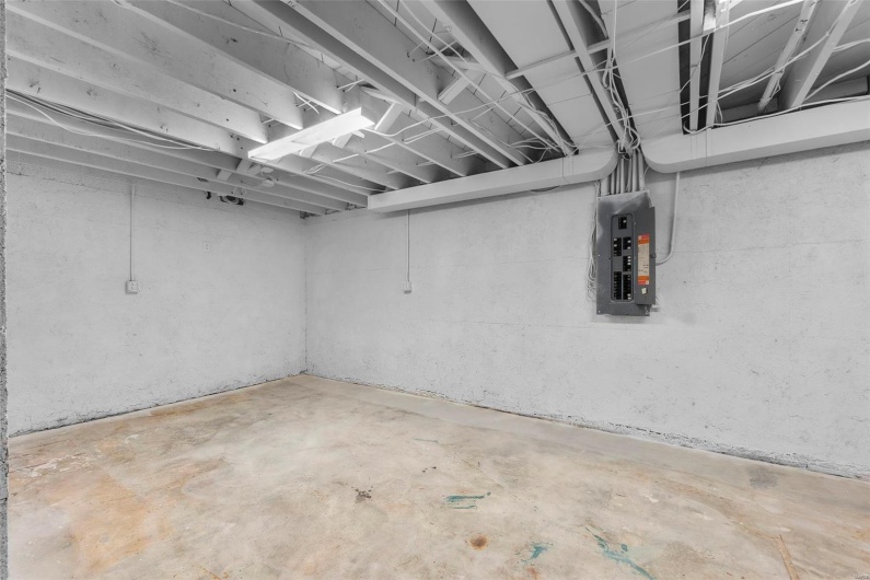 Unfinished below grade area with electric panel