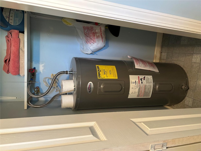Utility room featuring electric water heater