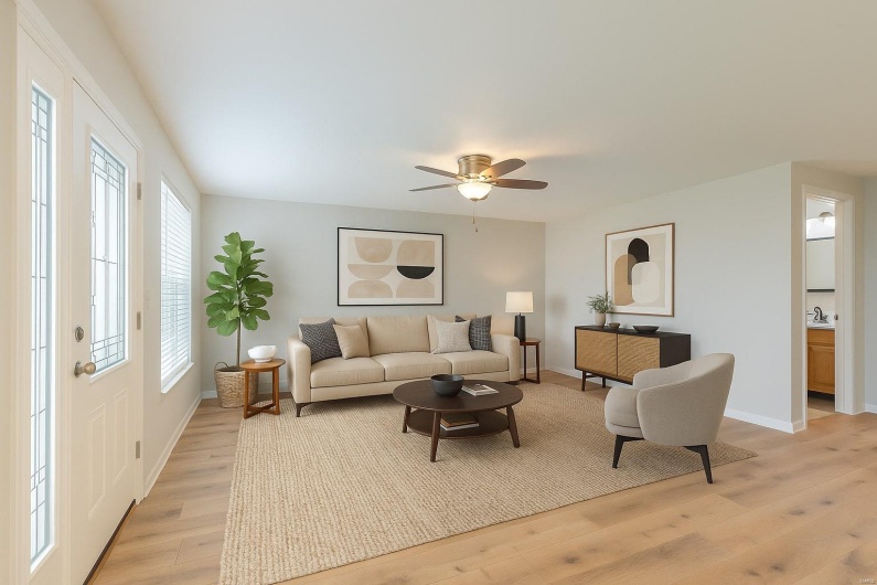 Virtually staged living room