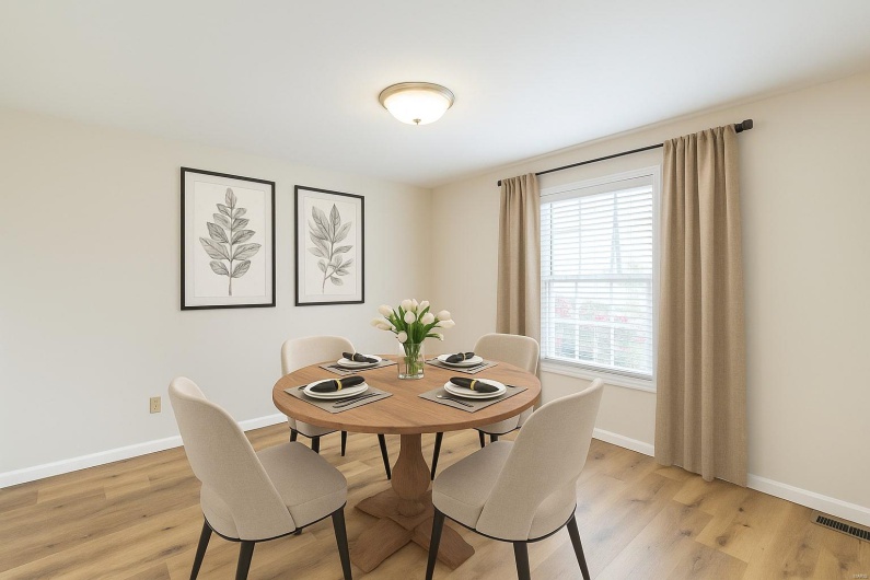 Virtually staged dining area